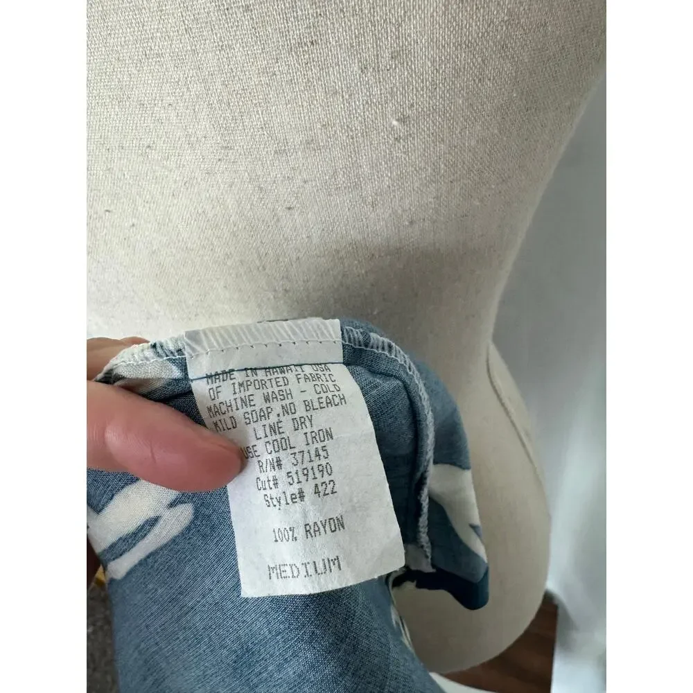 Hawaiian Wrap Dress Teal White Floral Tropical Rayon Medium - Picture 8 of 8